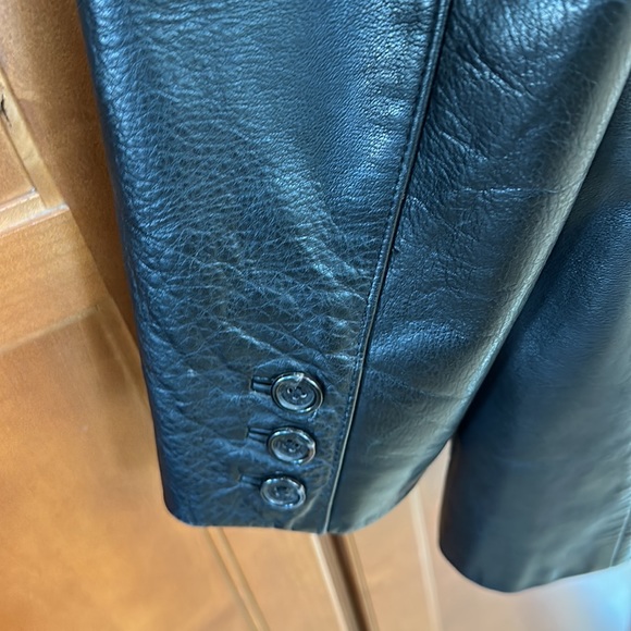 Marc New York Button Down 100% Leather Jacket Black Size L - Picture 5 of 10